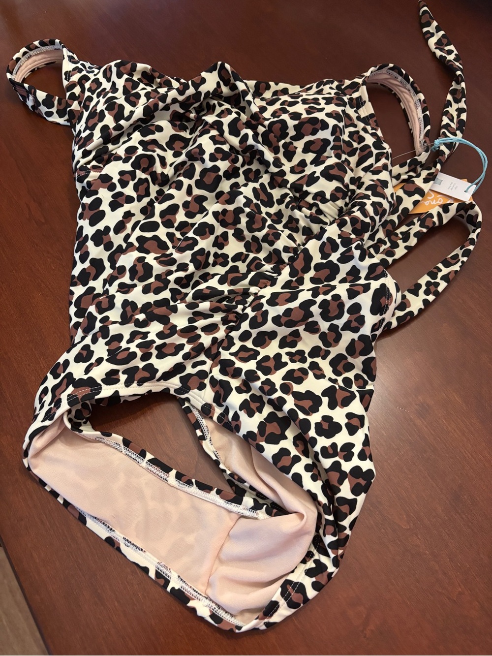 Kona Sol Leopard Print One-Piece Swimsuit in Black, Brown, Cream - Picture 7 of 7